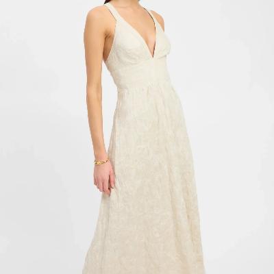 Kookai Tallulah Vee Dress - Beige Size 6
