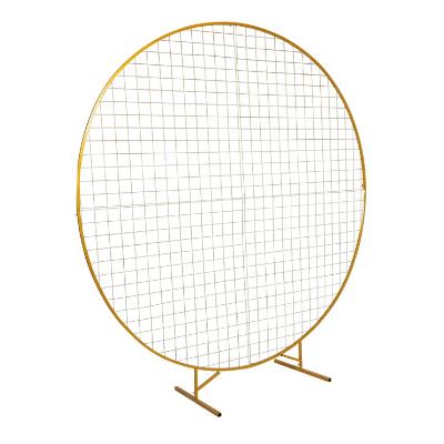 2m Round Mesh Balloon Arch on stand - Gold