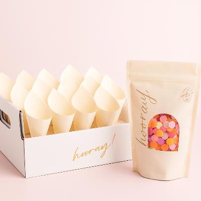 Confetti, Cones + Trays package - 100 guests