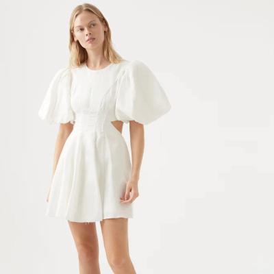AJE Renee Puffed Sleeve Bead Mini Dress Ivory Size 10