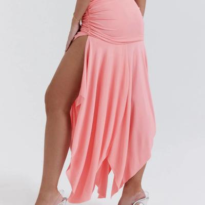 House of CB Ivana Apricot Gathered Asymmetric Maxi Dress - Size S thumbnail 6