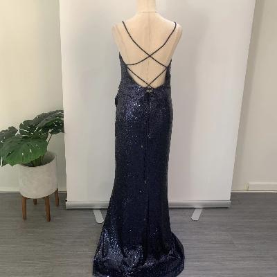 BARIANO Marianne Sequin Gown In Navy Size 14 thumbnail 2