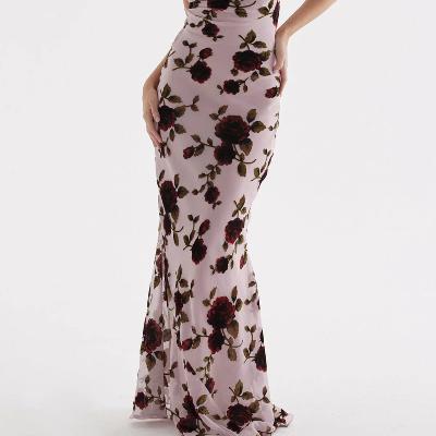 House of CB Serena Pink Devore Maxi Dress - Size M thumbnail 2
