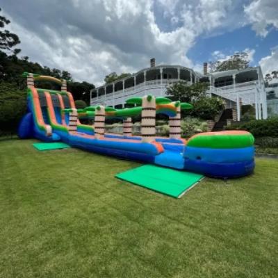 20m Blue Tropical Dual Lane Waterslide Inflatable thumbnail 2