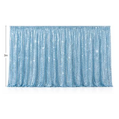 Backdrop - Sequin Light Blue Backdrop Panel 500mm x 3 meters (with curtain rod holes) thumbnail 1