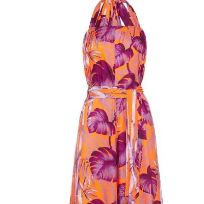 Sass & Bide Monseria Moments Halter Neck Jumpsuit - Orange Print Size 8 thumbnail 4