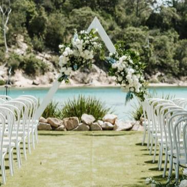 White Wooden Triangular Arbour