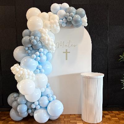 Single Arch Backdrop, Plinth and Balloons - Blue and White Package thumbnail 4