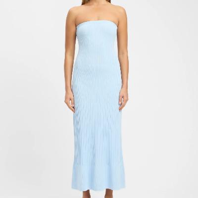 Kookai Serah Strapless Long Dress - Blue Size 8