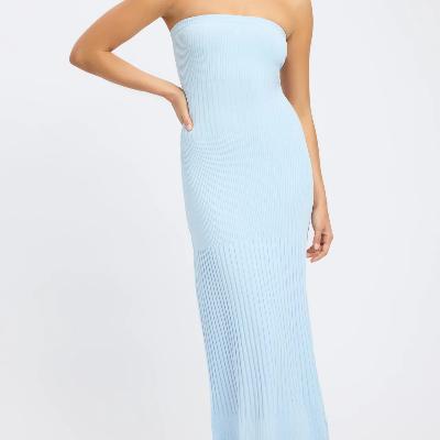 Kookai Serah Strapless Long Dress - Pale Blue Size 8