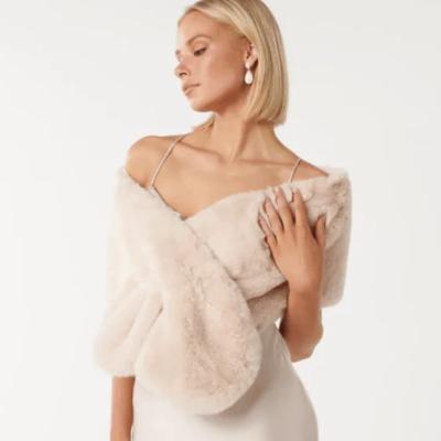Forever New Faux Fur Wrap One Size- Black, White/Porcelain, Dove Grey, Blush