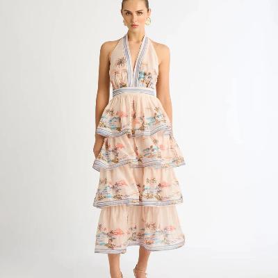 Sheike Riviera Maxi Dress - Pink Print Sizes 8 & 10