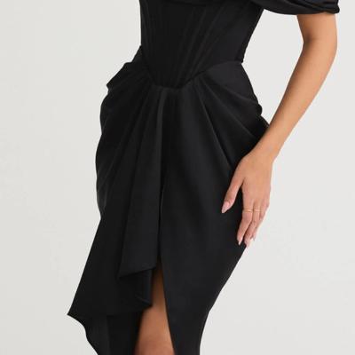 House of CB Janis Corset Satin Midi Black - Size XS thumbnail 4