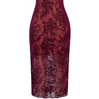 House of CB Ione Cranberry Devore Midi Dress Purple - Size S thumbnail 5