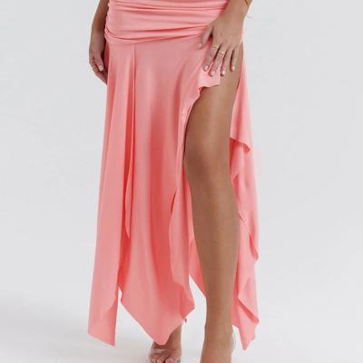 House of CB Ivana Apricot Gathered Asymmetric Maxi Dress - Size S thumbnail 4