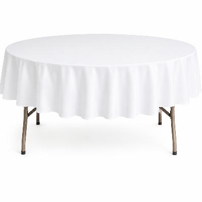 Tablecloth - 220 cm ROUND WHITE. Commercial Grade thumbnail 1