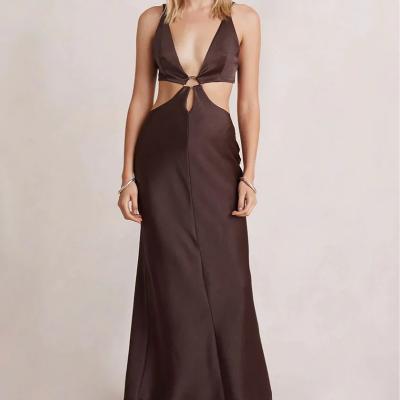 Bec & Bridge Felix V Maxi Dress - Chocolate Size 8