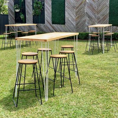 Hairpin Dry Bar Table Wood Top Black thumbnail 2