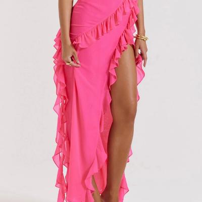 House of CB Sarina Hot Pink Ruffle Maxi Dress- Sizes XS, S, M thumbnail 2