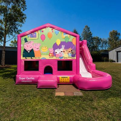 Peppa Pig Pink Banner Jumping Castle Wet/Dry Combo thumbnail 1