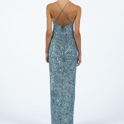 Bariano Isabella Sequin Drape Blue Maxi Size 12 thumbnail 2