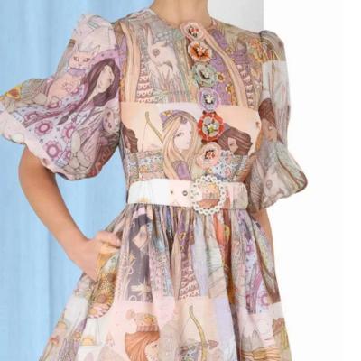 ZIMMERMANN Kaleidoscope Puff Sleeve Mini Dress Size 10 thumbnail 2