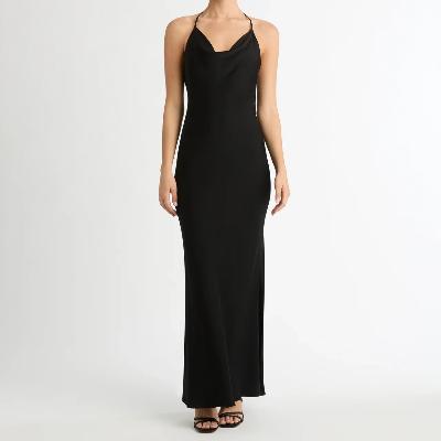 Sheike Ivy Draped Maxi Dress - Black Size 10