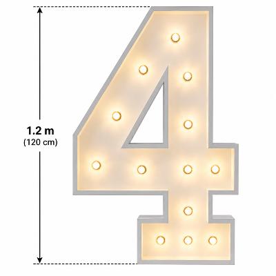 LED - 1.2 m high White Light up Number 4 (with remote control)