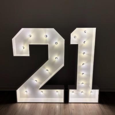 LED - High Quality Wood Number 21 White with remote for different settings. thumbnail 1