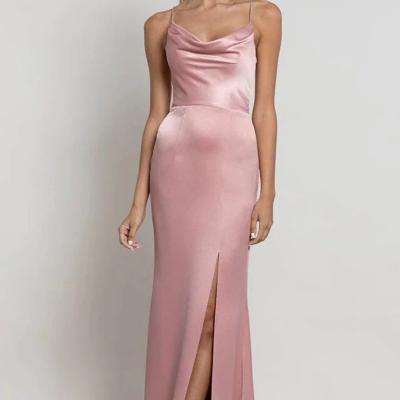 Bariano Stephanie Cowl Drape Gown In Dusty Pink Size 8