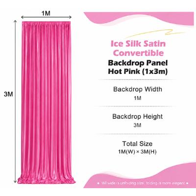 Backdrop - Hot Pink Ice Silk Satin Backdrop Panel - Hot Pink (1 meter wide x3 meters high)