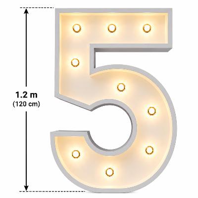 LED - 1.2 m high  White Light up Number 5 (with remote control) thumbnail 1