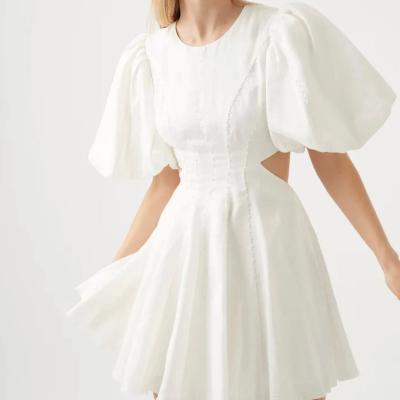 AJE Renee Puffed Sleeve Bead Mini Dress Ivory Size 10 thumbnail 4
