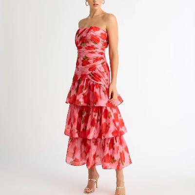 Sheike Love Story Midi Dress - Pink Floral Size 8