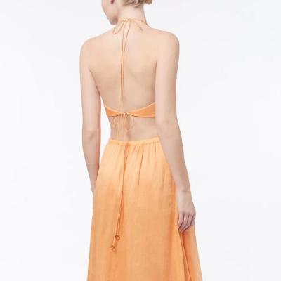 Manning & Cartell Lyrical Colours Halter Maxi Dress in Mango - Orange Size 6 thumbnail 3