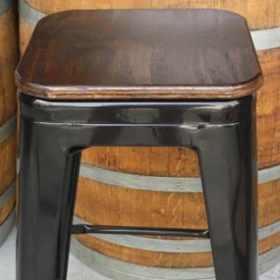 Bar Stool - Black Tolix Wooden Seat thumbnail 2