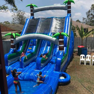 Blue Tropical Inflatable Waterslide thumbnail 2