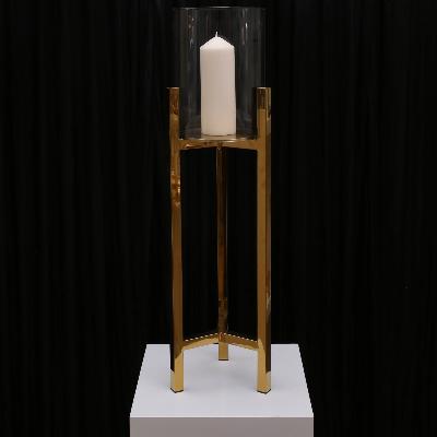 Veronica Pillar Candleholder - Large / Gold thumbnail 1