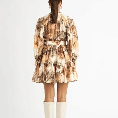 Sheike Sepia Floral Mini Dress - Brown Print Size 8 thumbnail 3