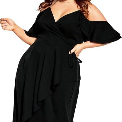 City Chic Elegant Maxi Dress Black Size 18