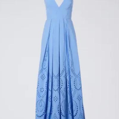 Scanlan Theodore Embroidered Shoestring Midi - Blue Size 10