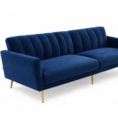 Blue Velvet Lounge Sofa thumbnail 1