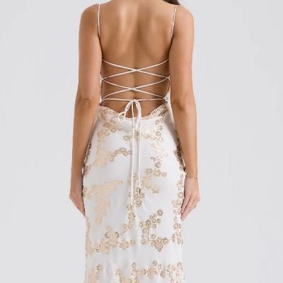 House of CB Capriana Maxi Dress - White and Gold Size XS & M thumbnail 2