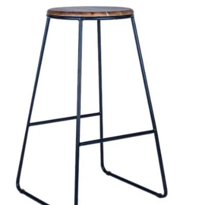 Black Timber & Black Metal Bar Stool