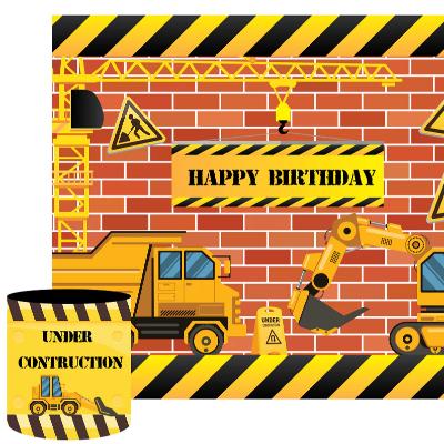 Construction Happy Birthday Rectangle Backdrop Package thumbnail 1