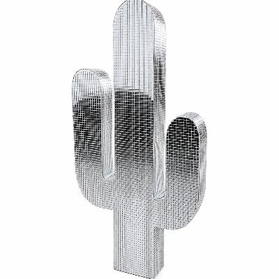 Styling - Mirror Silver Cactus Prop 1000mm Tall