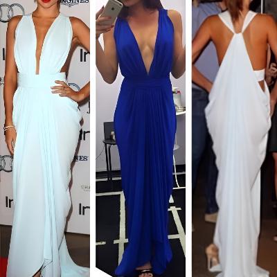 Carla Zampatti Grecian Dress Cobalt Blue and Pale Blue Size 10 thumbnail 3