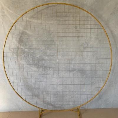 2m Round Mesh Balloon Arch on stand - Gold thumbnail 2