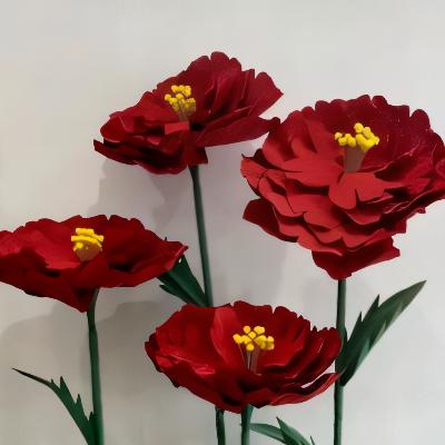 Marigold Large Freestanding Faux Flower - Red thumbnail 2