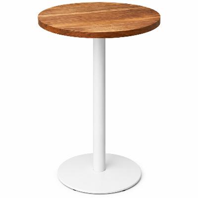 Table - Dry Bar Cocktail Table Laminate Wood Top and White Base